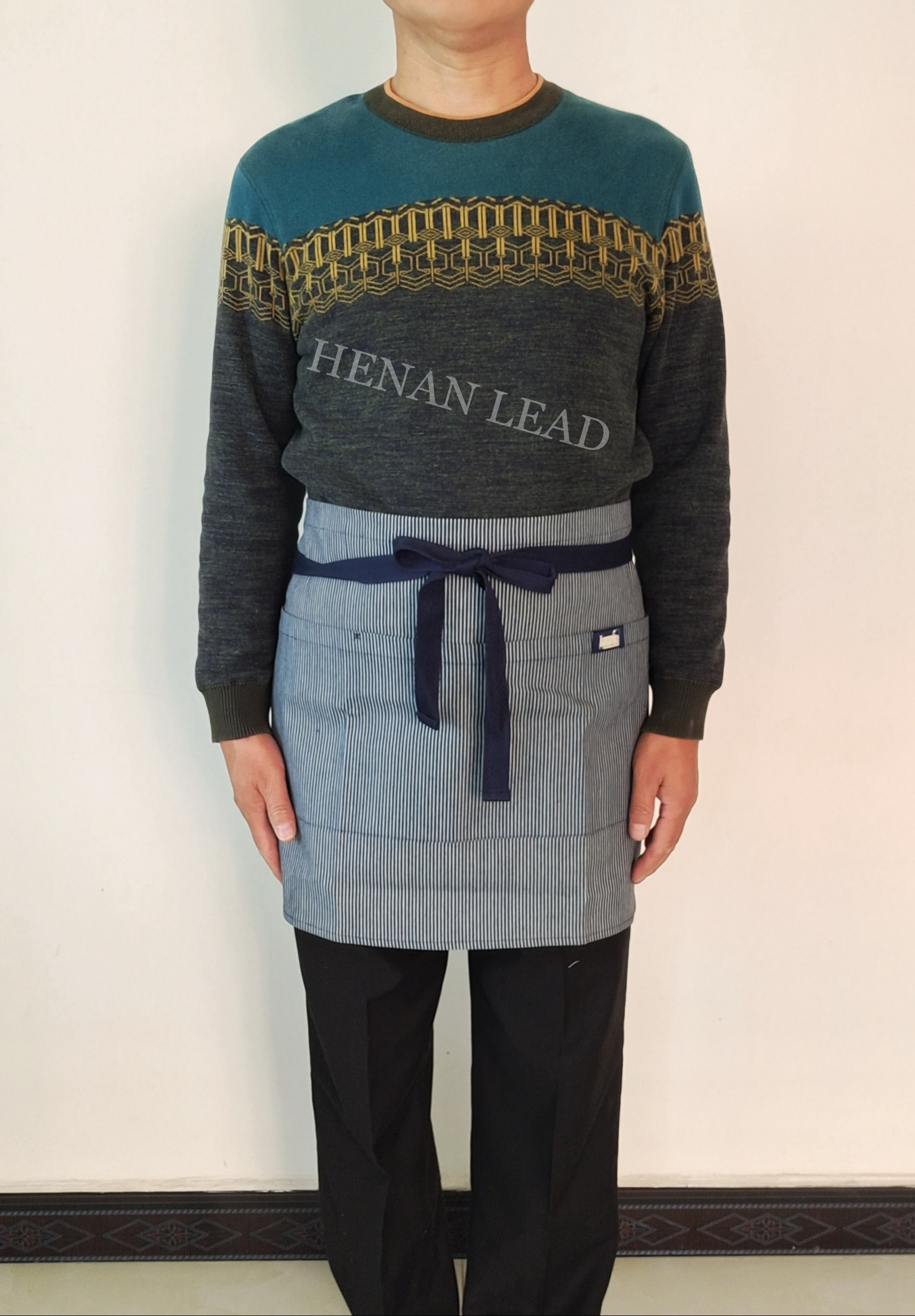Cotton Denim Stripe Bistro Apron for Bar Waiters and Servers