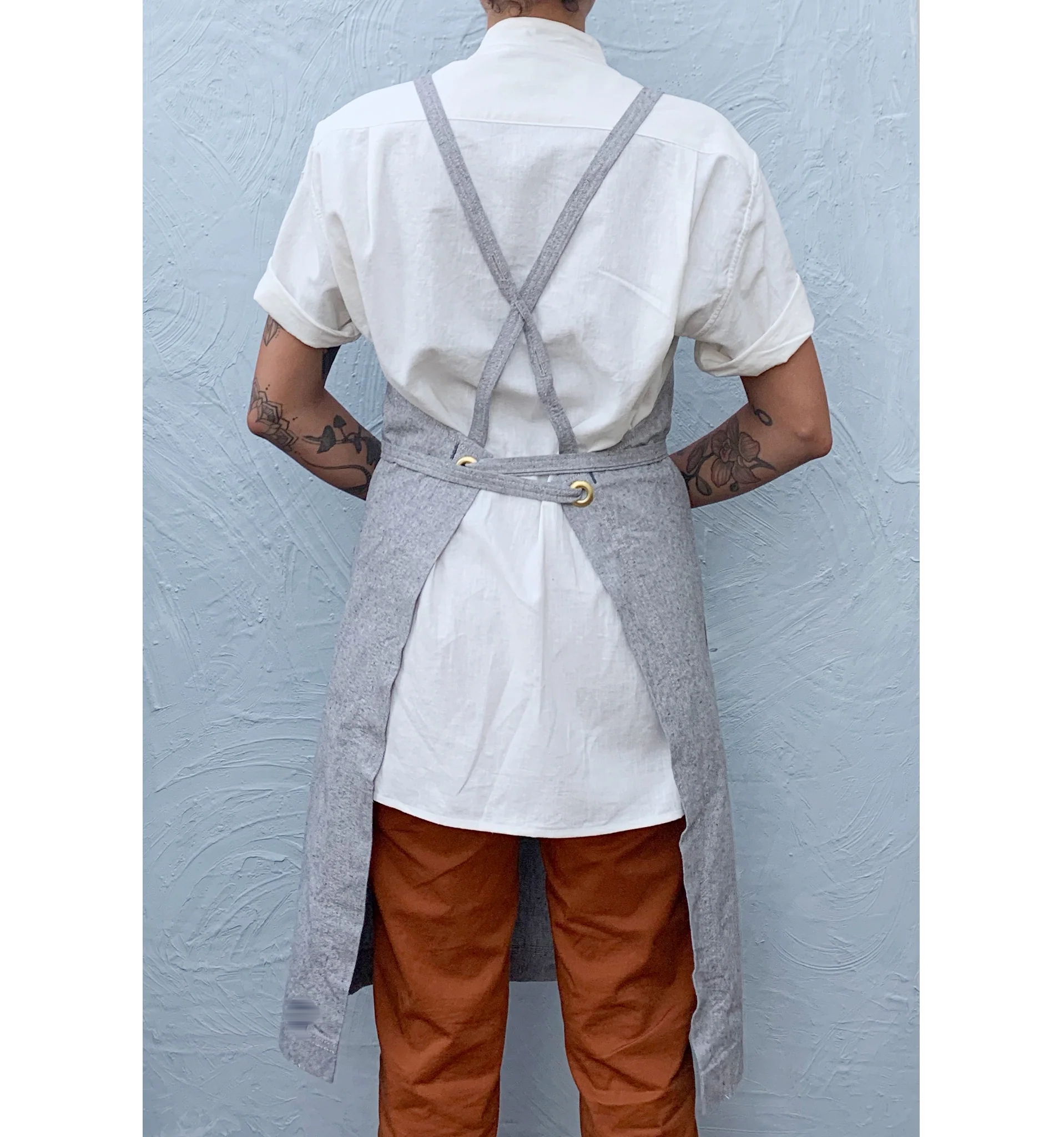 Cotton Denim Striped Chef Bib Apron for Restaurants and Cooking