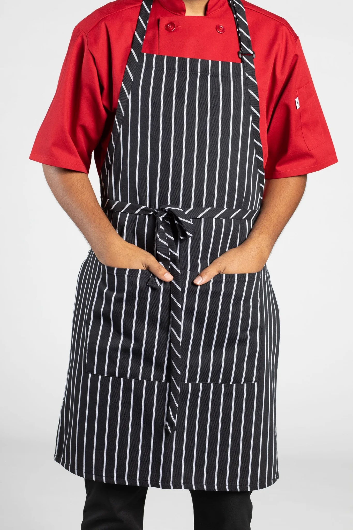 Cotton Denim Striped Chef Bib Apron for Restaurants and Meal Prep