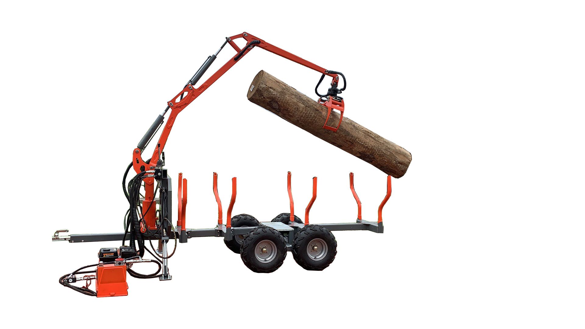 Forestry Machinery Timber Grab Crane Logging Trailer