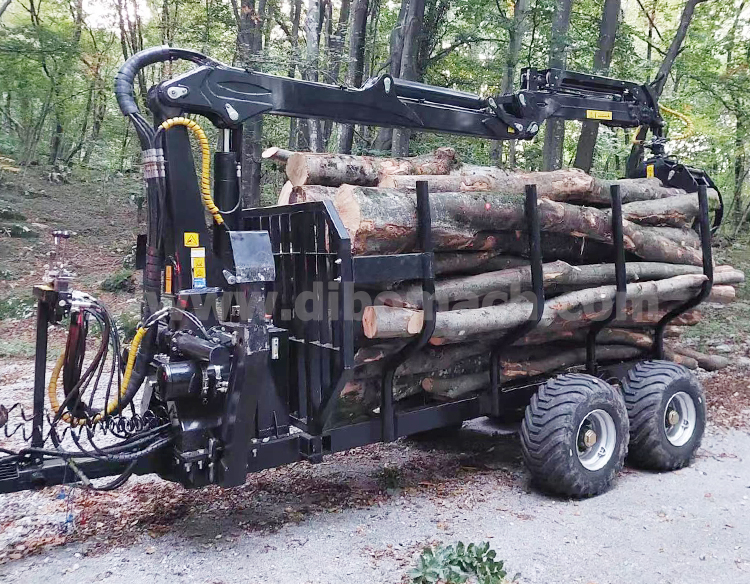 DIBO 8-ton Forestry Timber Trailer with Crane Log Loader