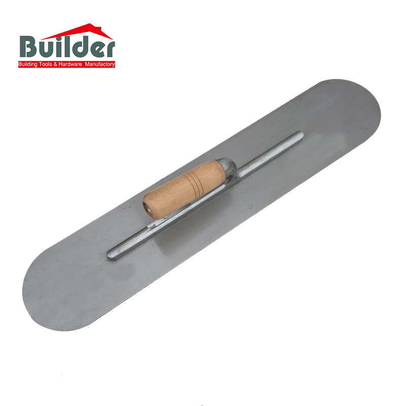 BUILDER Carbon Steel Round End Hand Trowel with Wooden Handle