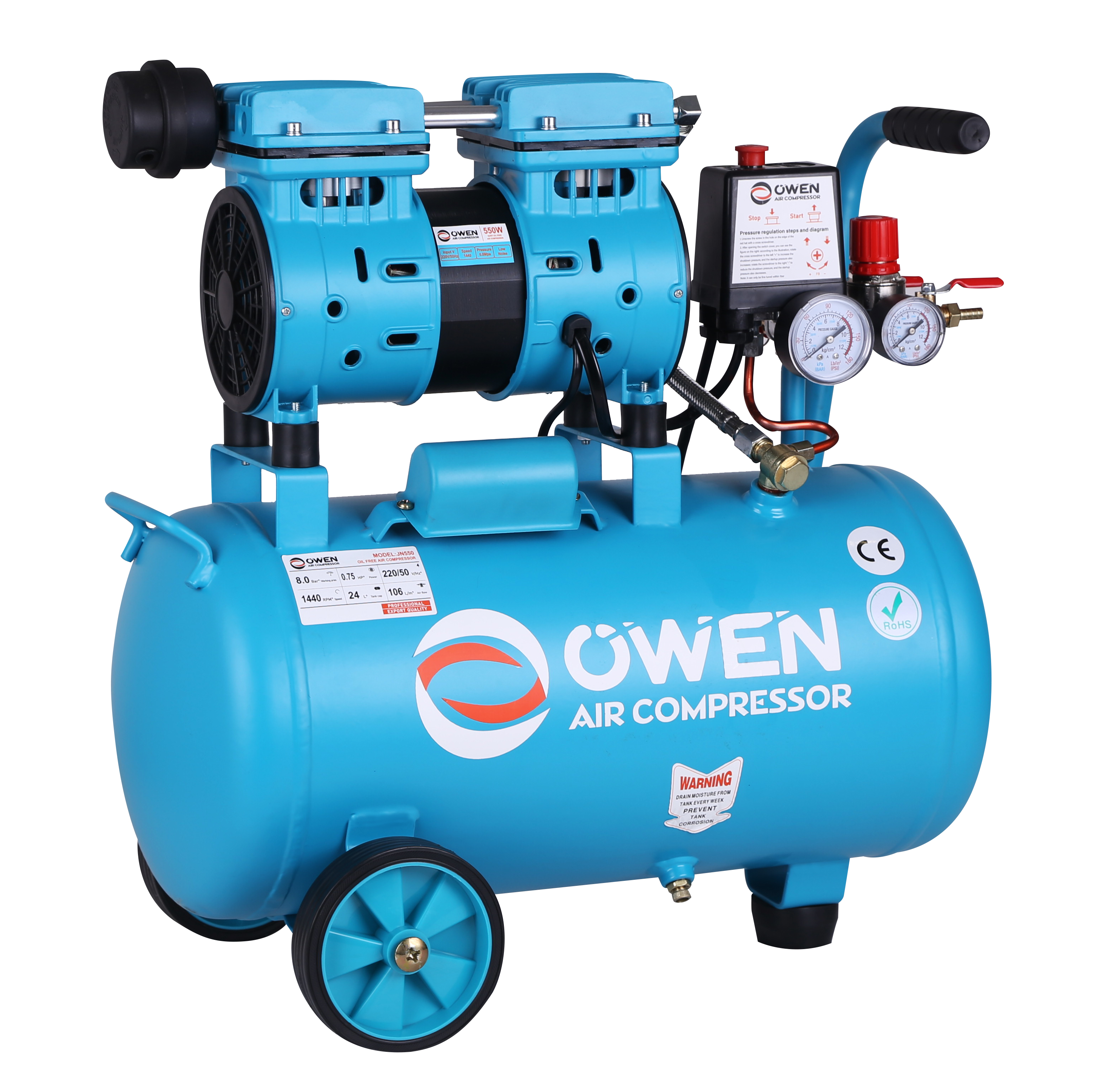 Owen Silent Oil-Free Air Compressor with Customization Options