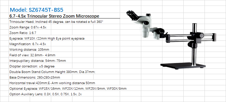 Stereo Zoom Microscope SZ6745T-BS5