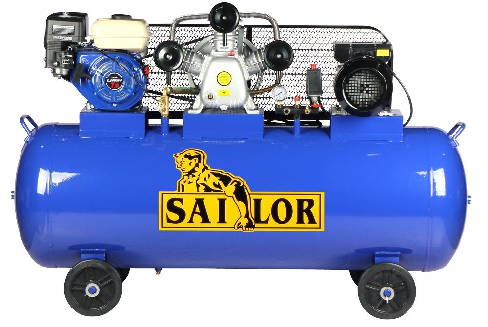 GAS3065TWEU Professional Belt Drive Air Compressor with Gasoline Engine and Electric Motor