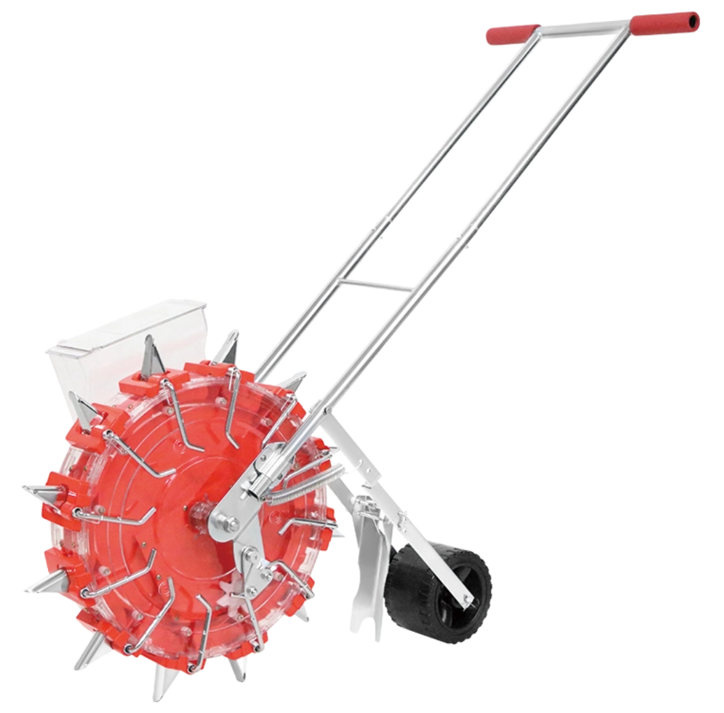 Hybrid Push Planter with Seed Wheel and Covering Suppressor Wheels