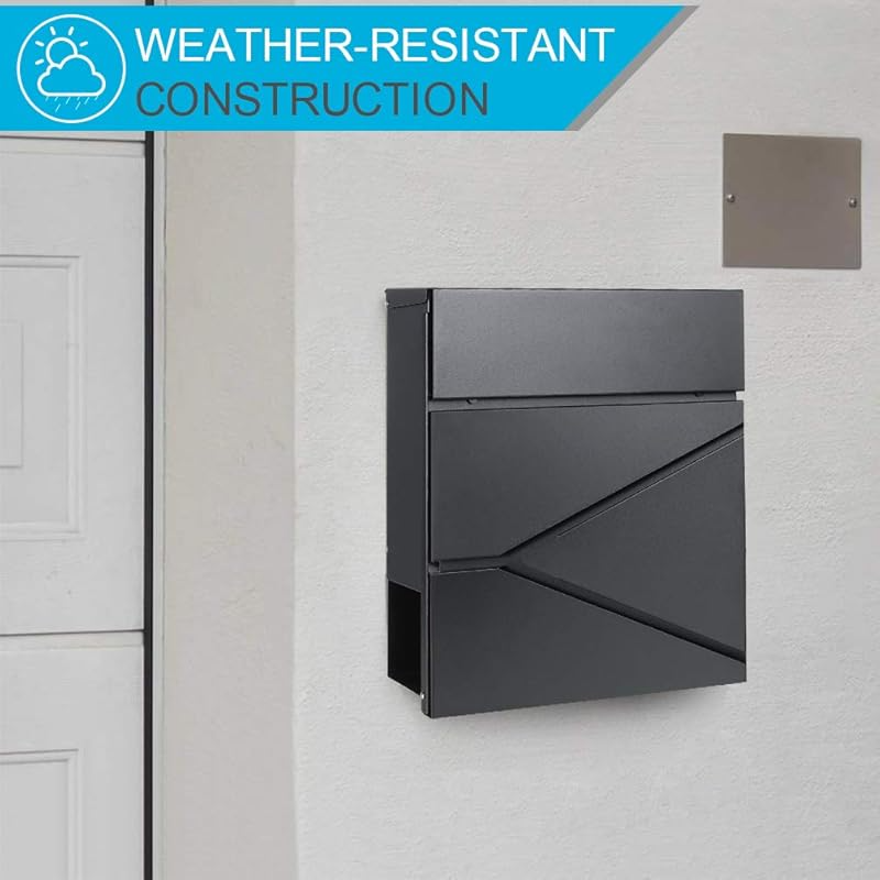 Black Wall Mounted Mailbox with Customizable Logo