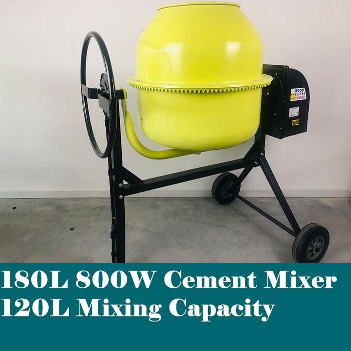 800W 180L Portable Cement Mixer with Dual Mixing Blades