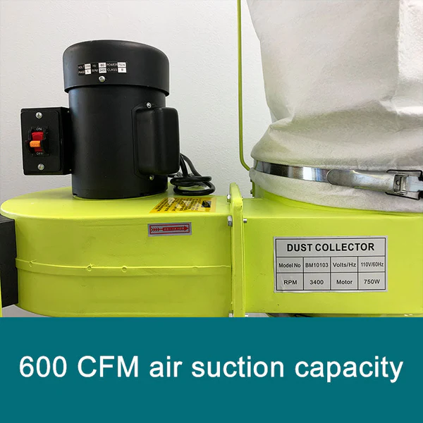 1HP 600CFM Dust Collector for Home Workshops