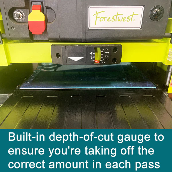 13" 2HP Planer with Built-in Dust Chute & Stock Thickness Indicator