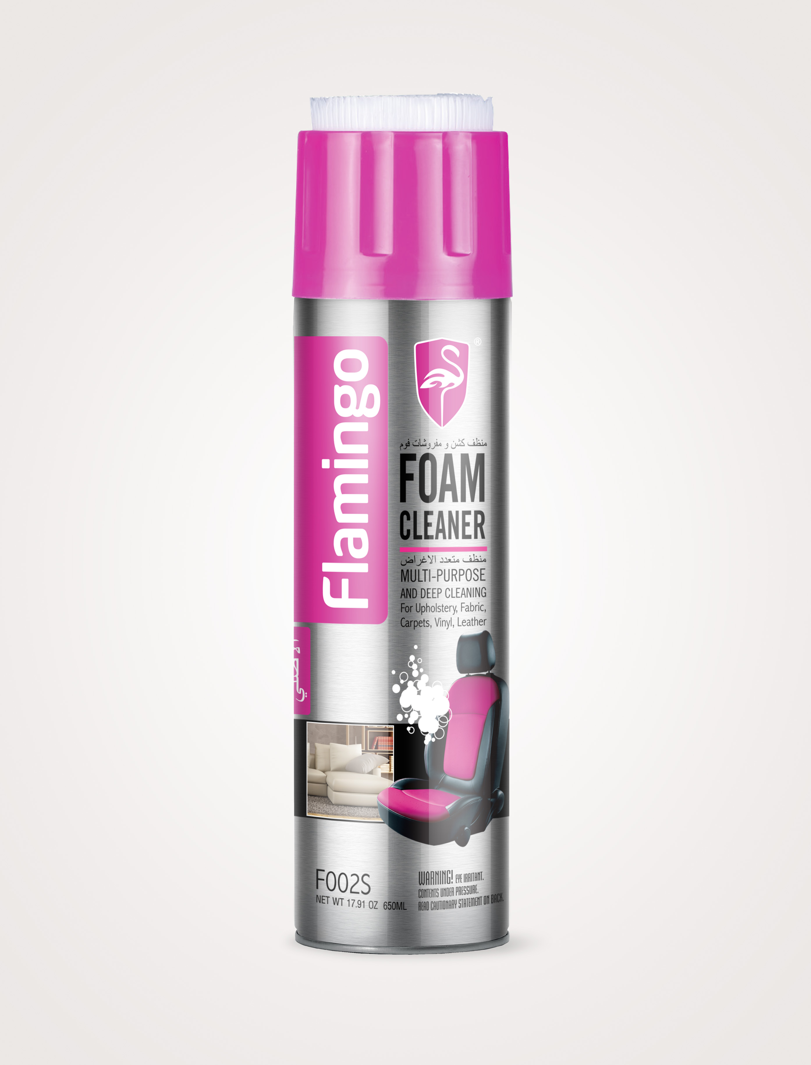 Flamingo Multi-Purpose Foam Cleaner for Upholstery, Carpets, and Surfaces