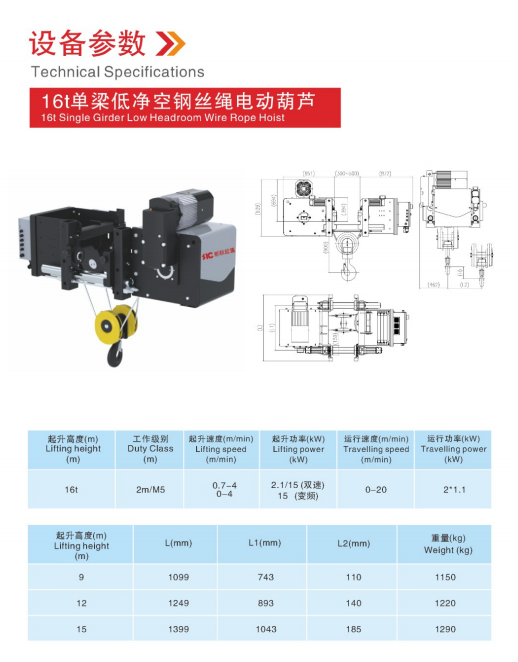 Shengqi Electric Wire Rope Hoist for Engineering Machinery