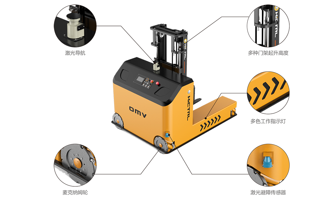 OMV Intelligent Forward Moving Forklift with Mecnum Wheels