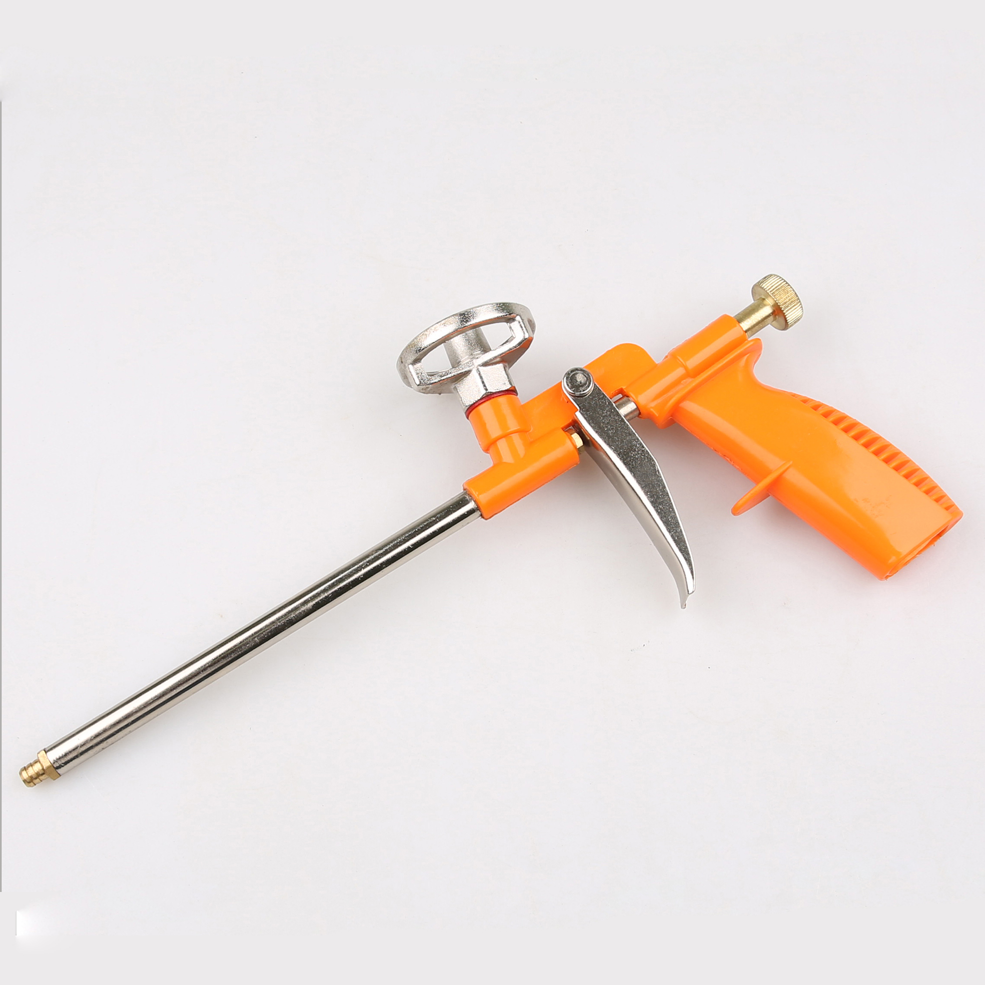 Foam gun with polished nickel-plated trigger