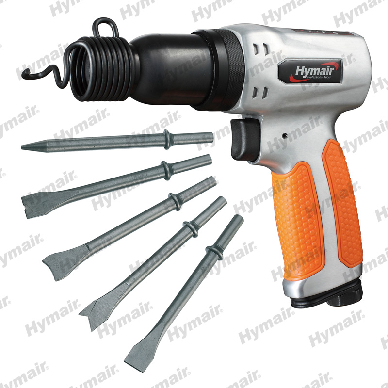 190mm Air Hammer with Round/Hex Shank and 5 Chisels