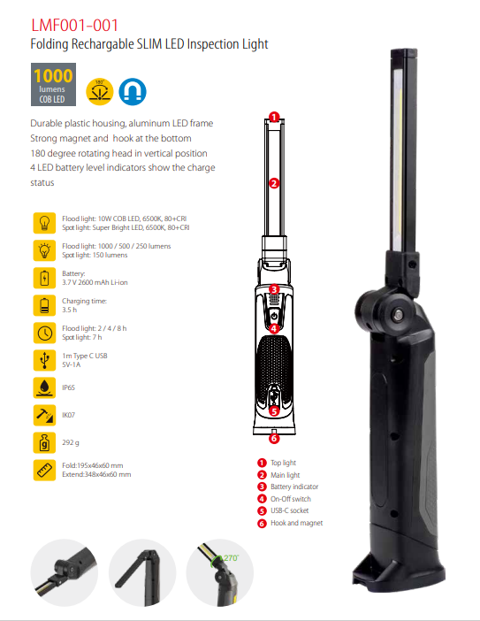 LED Work Light with Magnetic Base and Hook