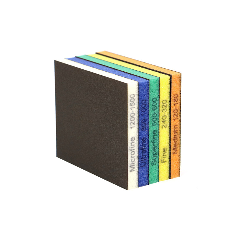 Double-Sided Sponge Sanding Block for Woodworking, Furniture, and Automotive Surfaces