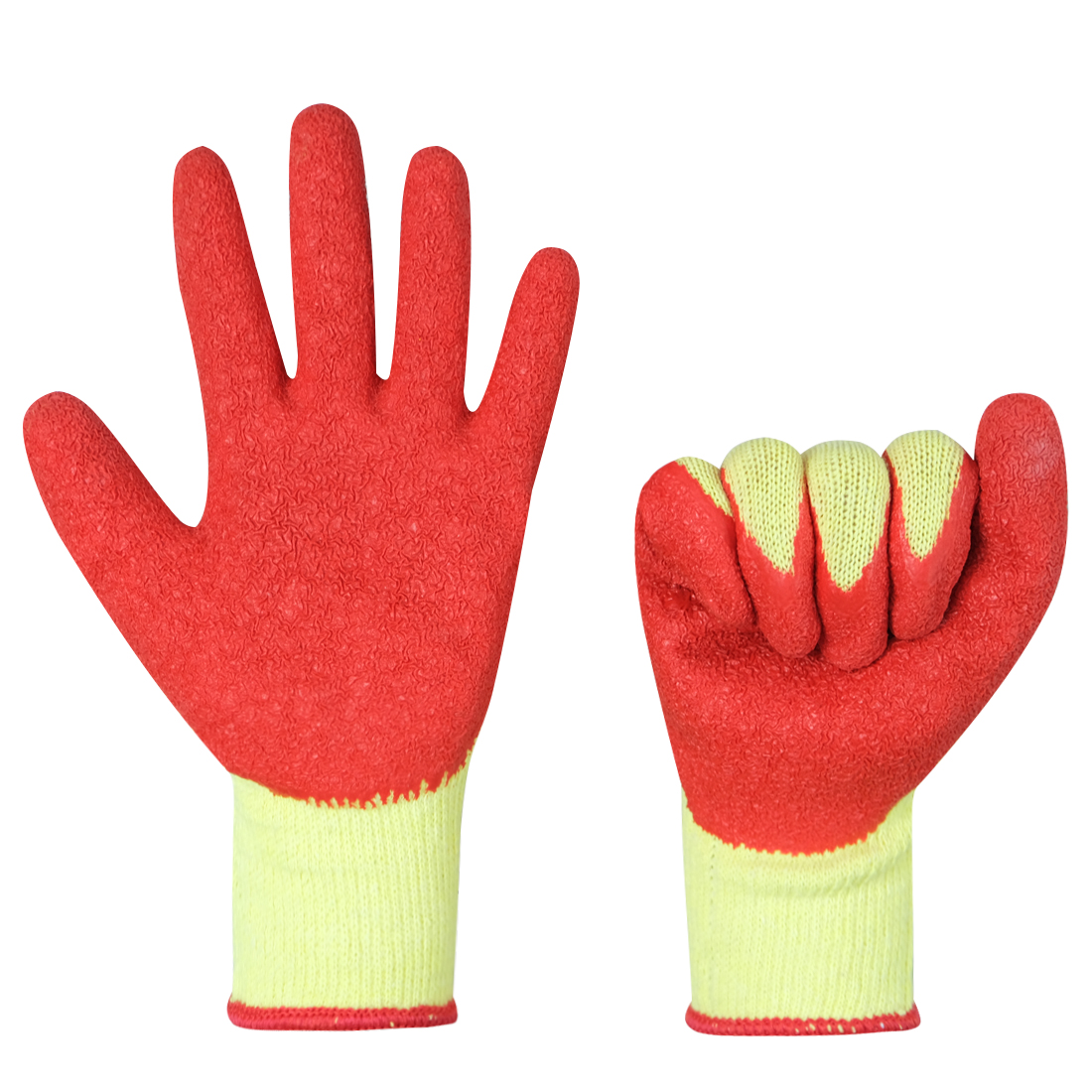 Zhongshang Red Pleated Latex Palm Coated Industrial Safety Work Gloves