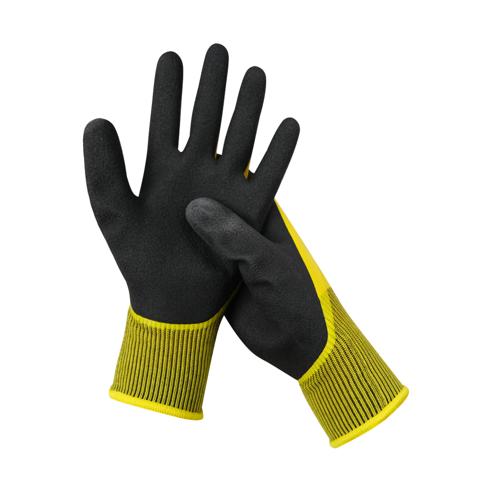 Zhongshang Double Immersed Sand Latex Rubber Full Coat Waterproof Safety Work Gloves