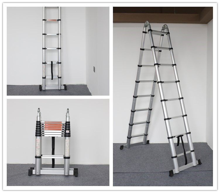 Foldable aluminum telescopic ladder