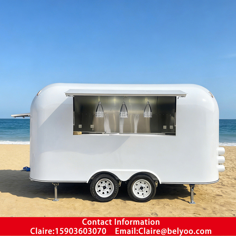 Belyoo Fast Food Truck Bar Ice Cream Coffee Hot Dog Cart Mobile Kitchen Trailer