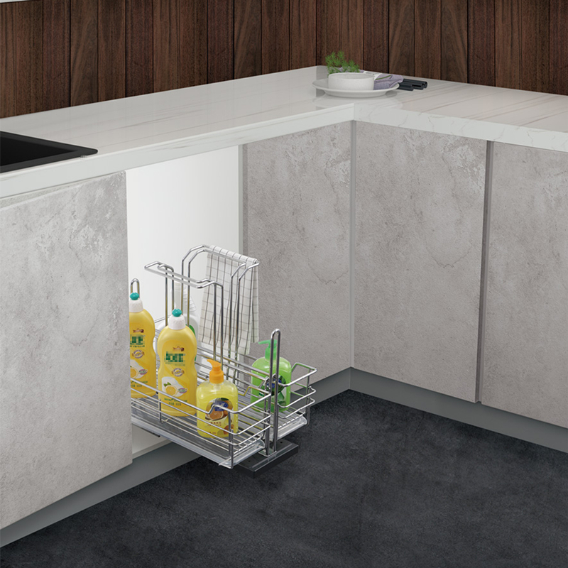 Under Sink Pull-Out Metal Basket for Kitchen