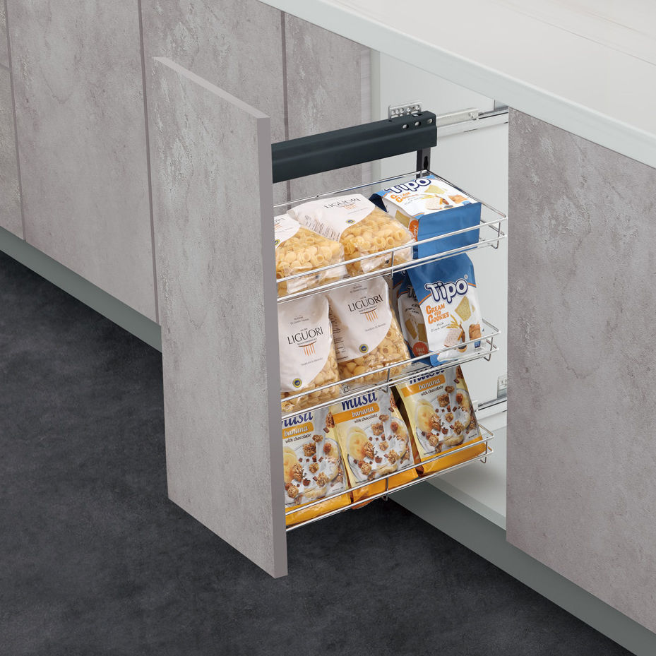 Side Pull-Out Kitchen Basket for Cabinet Storage