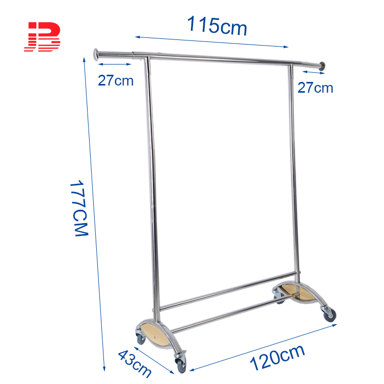 Single bar clothes display rack