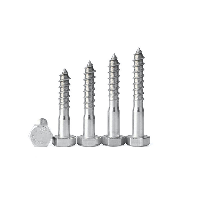 Hex Head Wood Screws - Carbon Steel, Various Diameters & Finishes