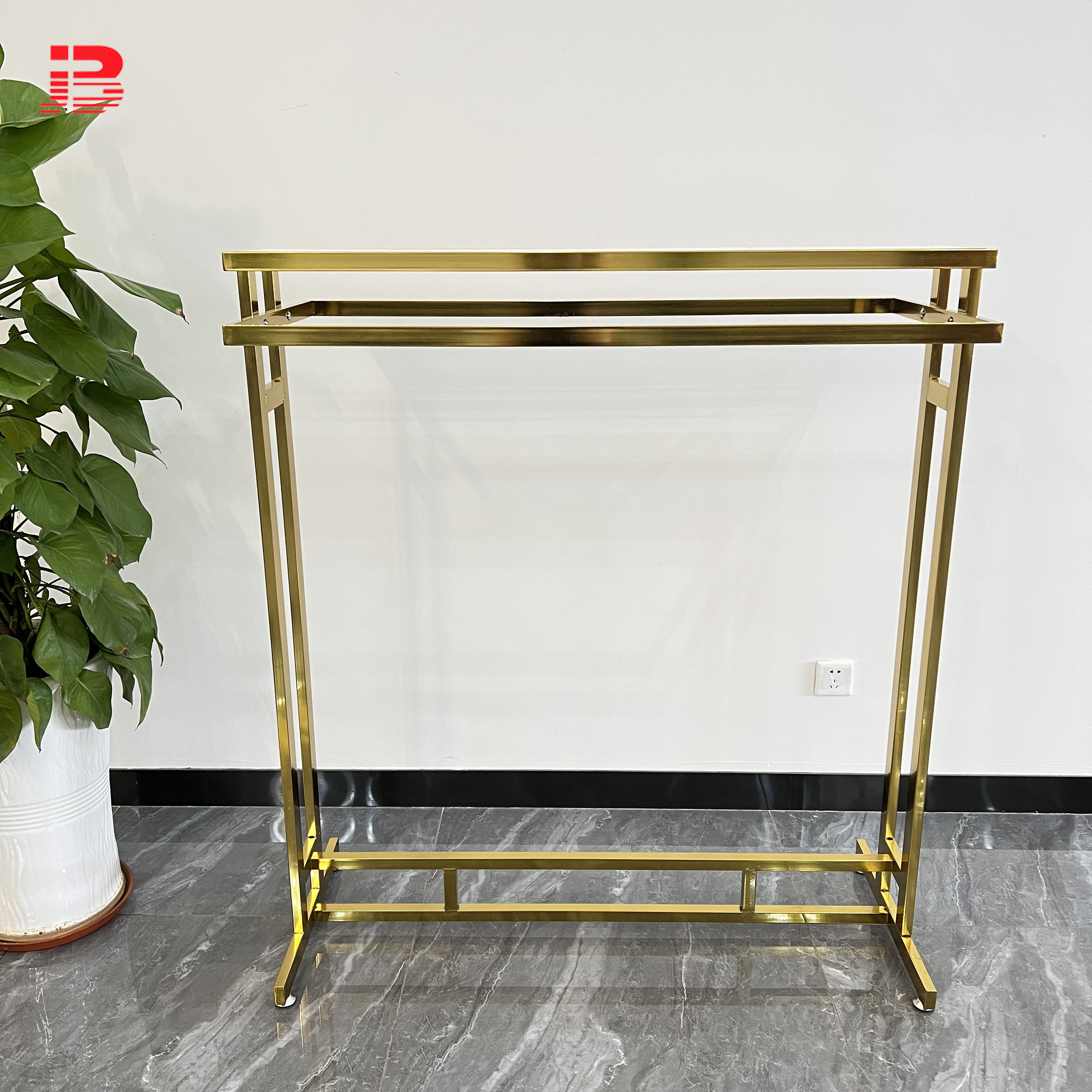 Golden Double-Sided Garment Display Rack