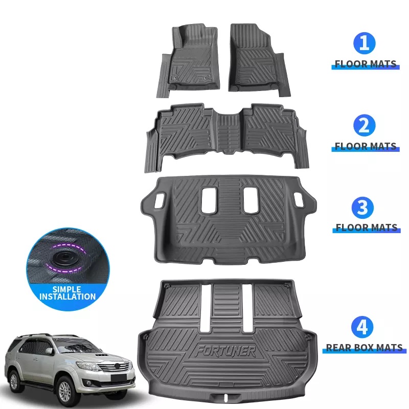 Fortuner 3D Anti-Slip Rubber Car Floor and Trunk Mats
