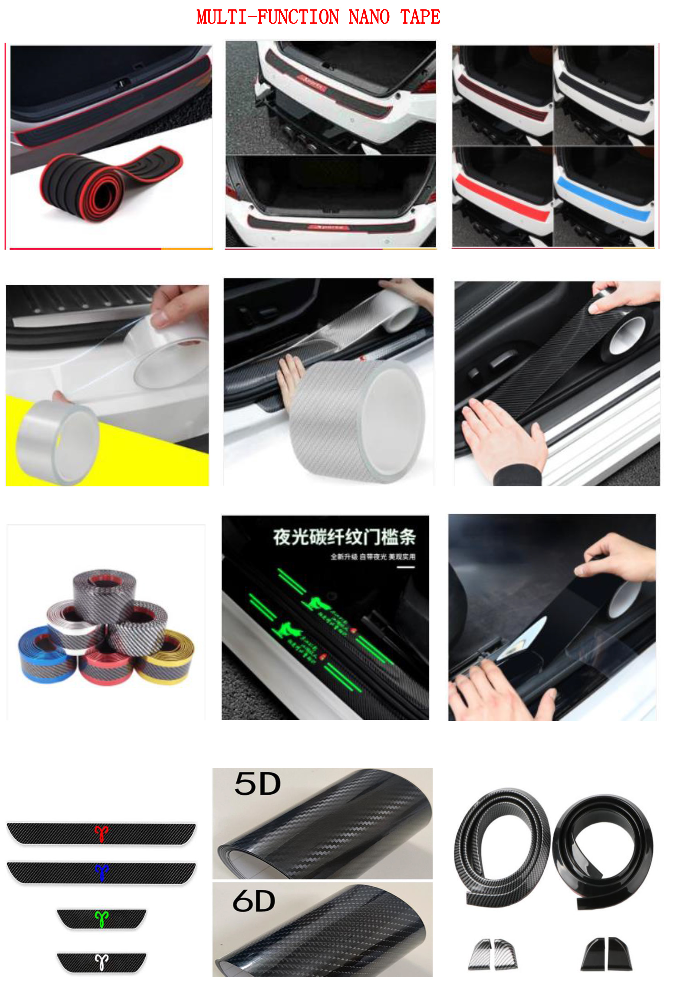Universal Carbon Fiber Rubber Front Lip Bumper Side Skirt