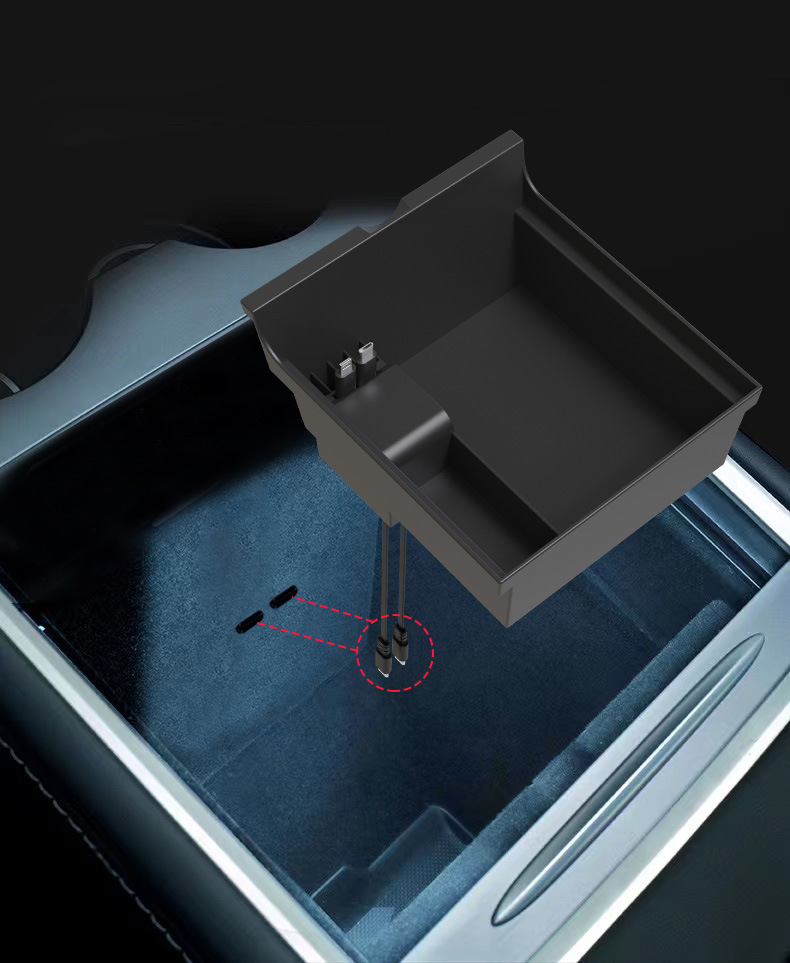 Central Console Storage Box with USB-C for Tesla Model 3/Y
