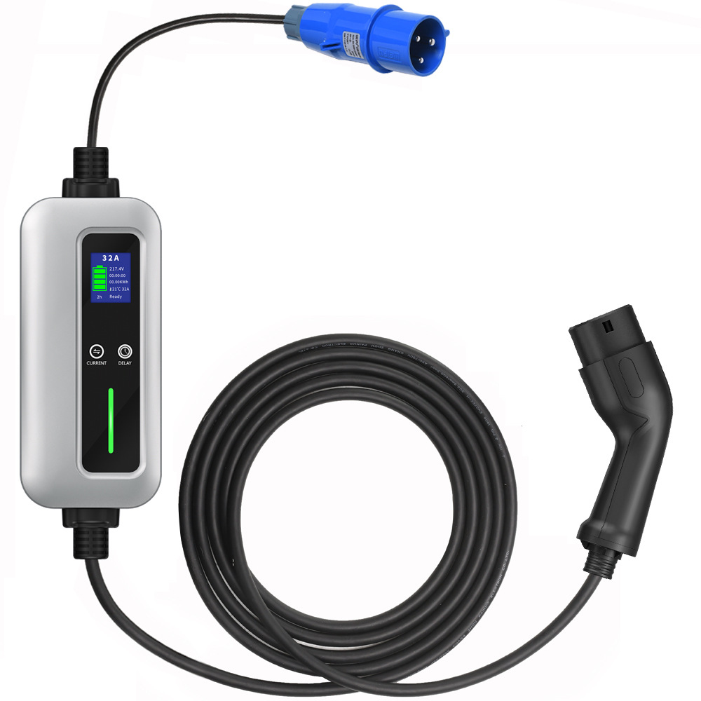 16A/32A Portable EV Charger with EU Schuko Plug and Delay Charging