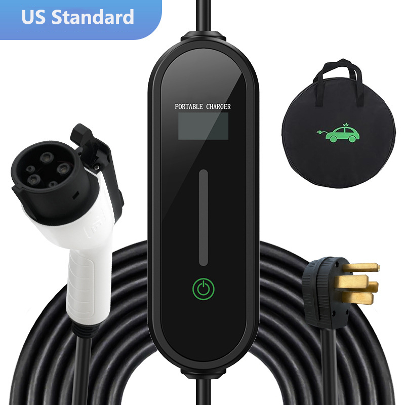 Portable EV Charger with EU/US Schuko Plug and Delay Charging
