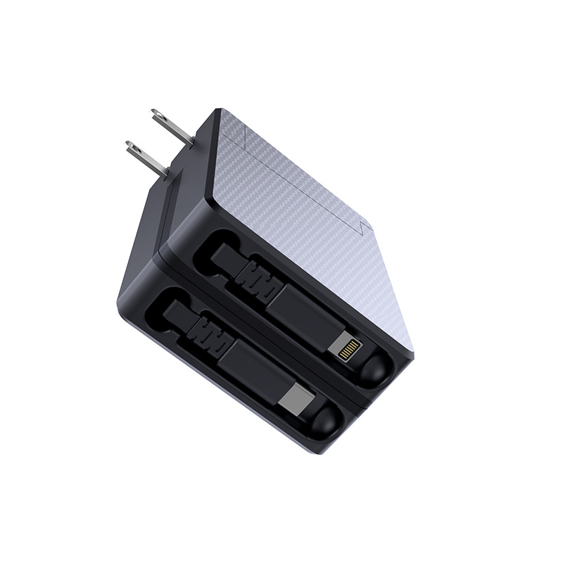 GaN 65W Travel Charger with EU/US Plug, 3 Ports, QC 3.0, Type-C PD