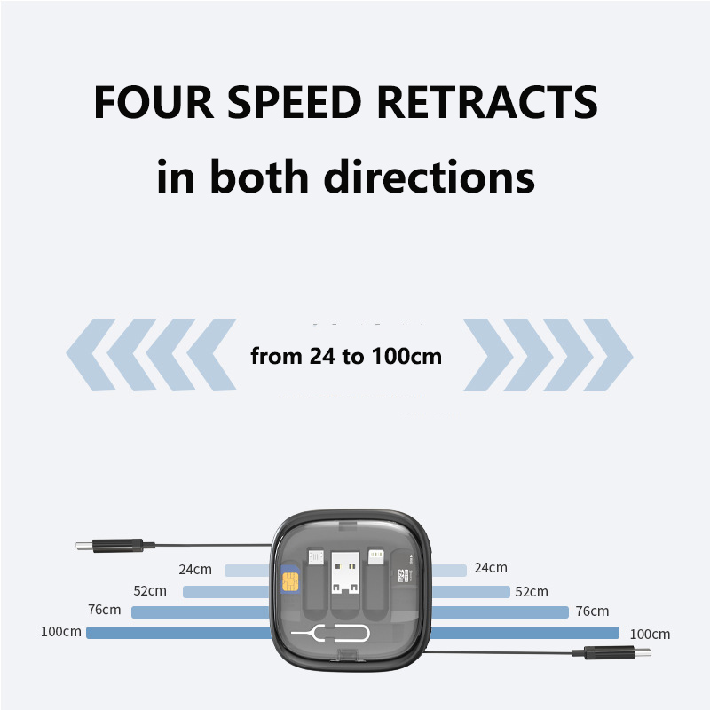 Multi-function Retractable 60W Fast Charging Phone Cable