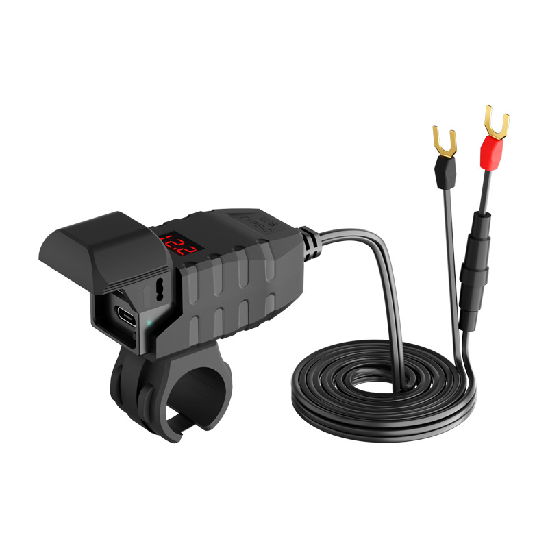 Motorcycle Phone Charger with QC3.0 and Type-C Ports
