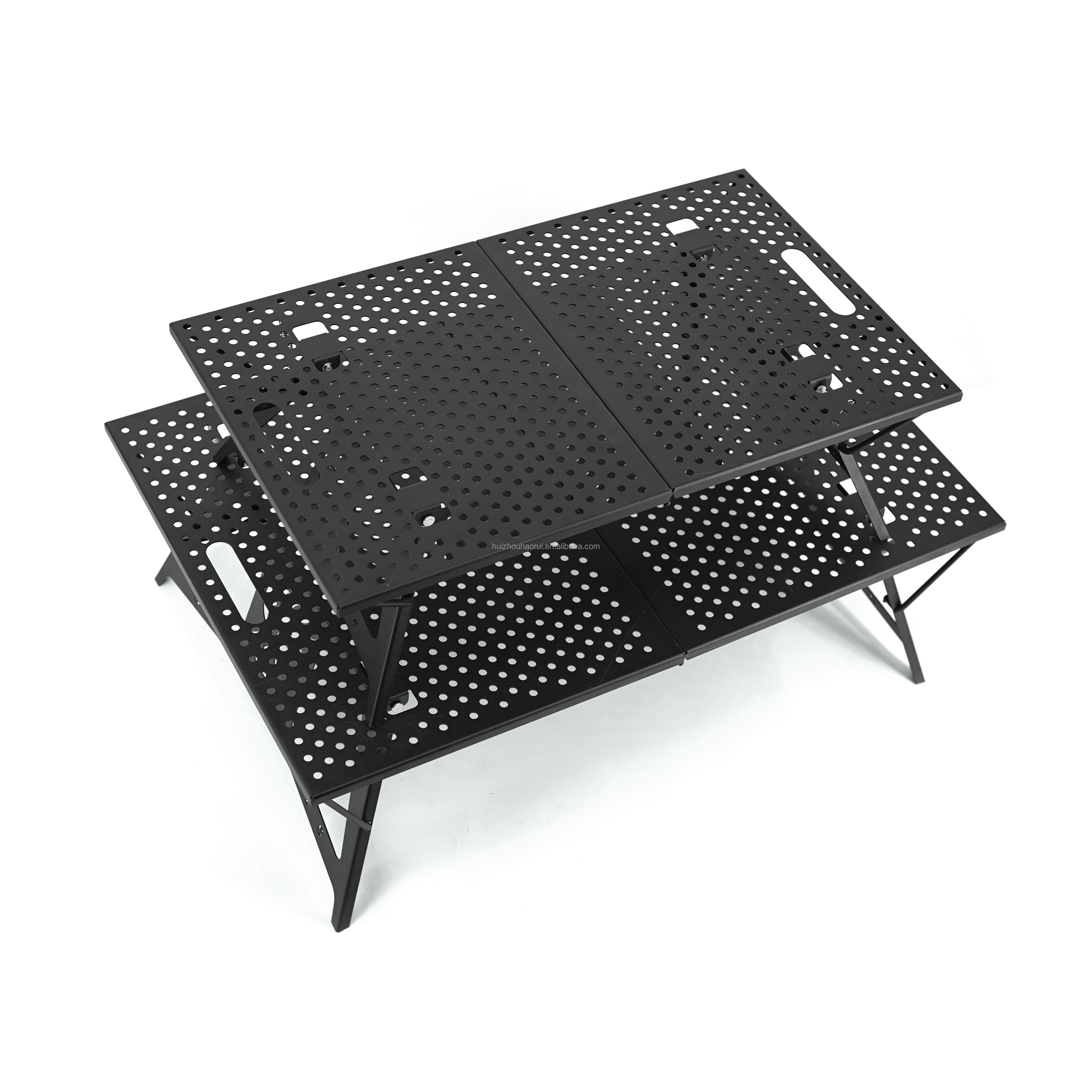 Portable Black Metal Folding Picnic and Camping Table