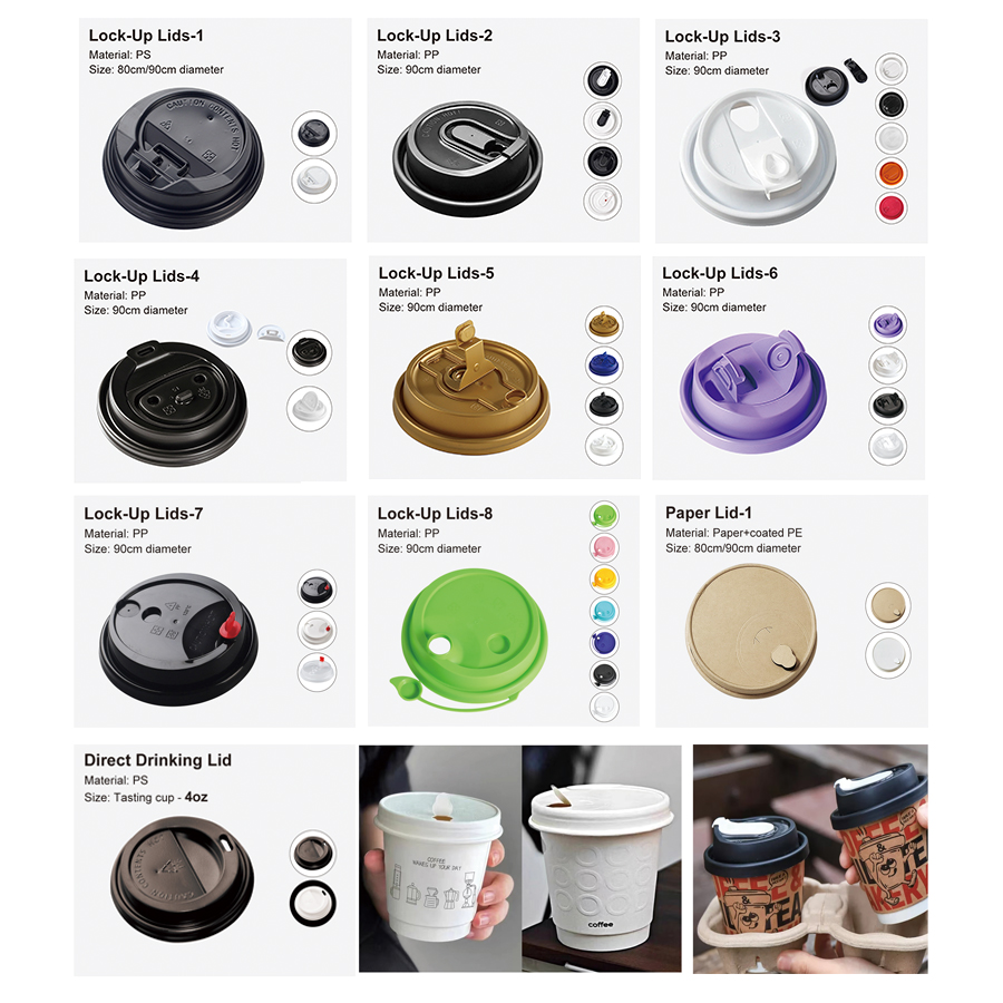HUIYOU Disposable Paper Cups with Lids for Hot & Cold Drinks