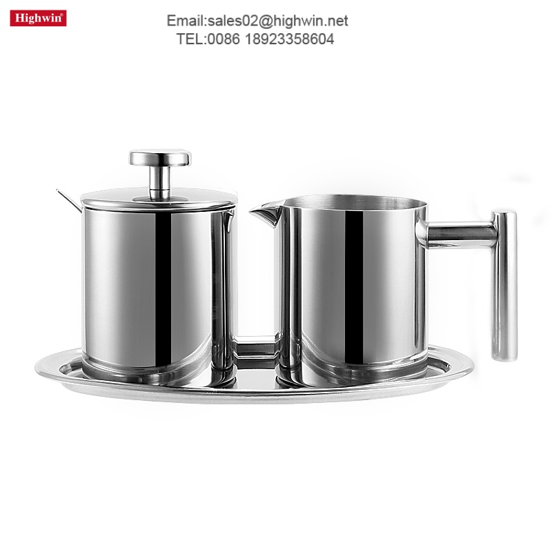 Food Grade Stainless Steel Sugar Bowl and Creamer Set