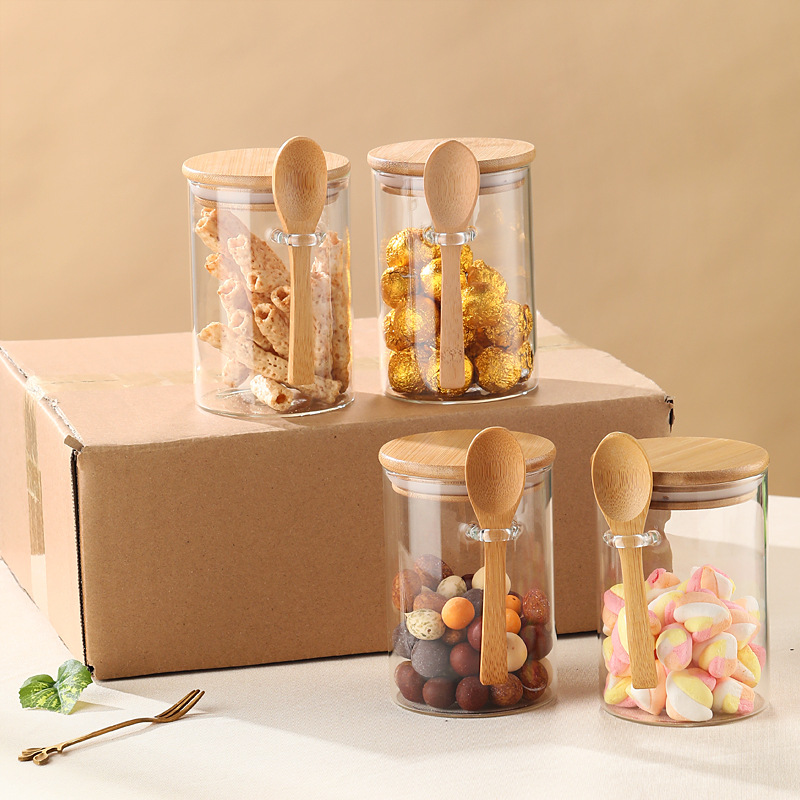 High Borosilicate Glass Sealed Storage Jar with Spoon