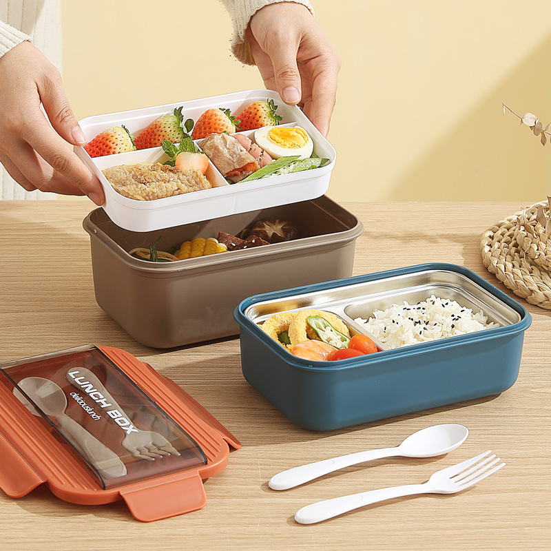 PP Bento Box Set with Soup Cup, Fruit Container, and Cutlery