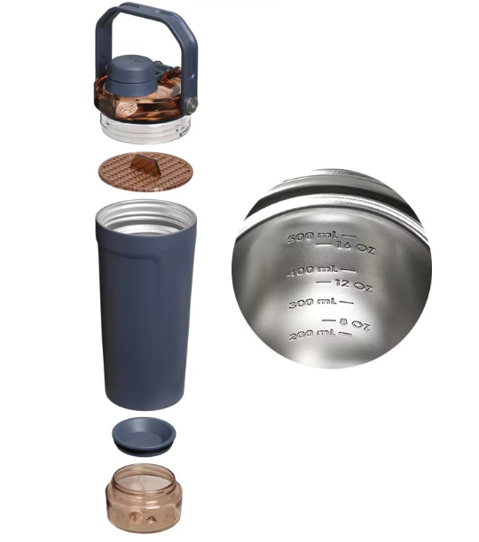 304 Stainless Steel Portable Shaker Cup with Large Capacity and Vacuum Insulation