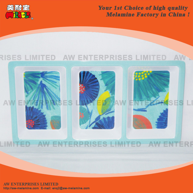 Melamine Dinnerware Set with Mosaic and Palm Tree Design