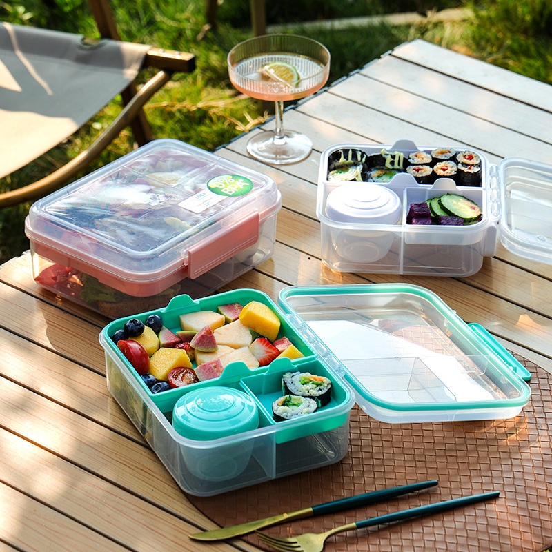 Portable Double-Layer Compartmentalized Bento Lunch Box for Office Workers