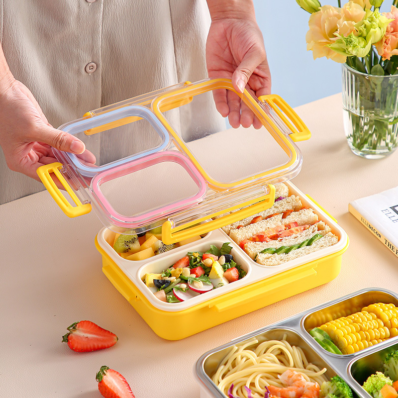 304 Stainless Steel Student/Office Lunch Box with Fruit Compartment