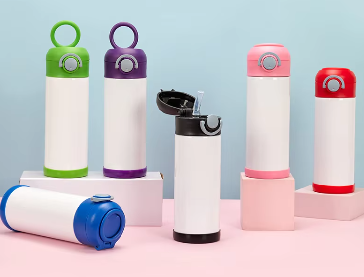 Stainless steel portable bouncing insulated bottle with straw
