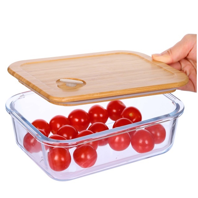 Sinoglass Glass Storage Container with Bamboo Lid