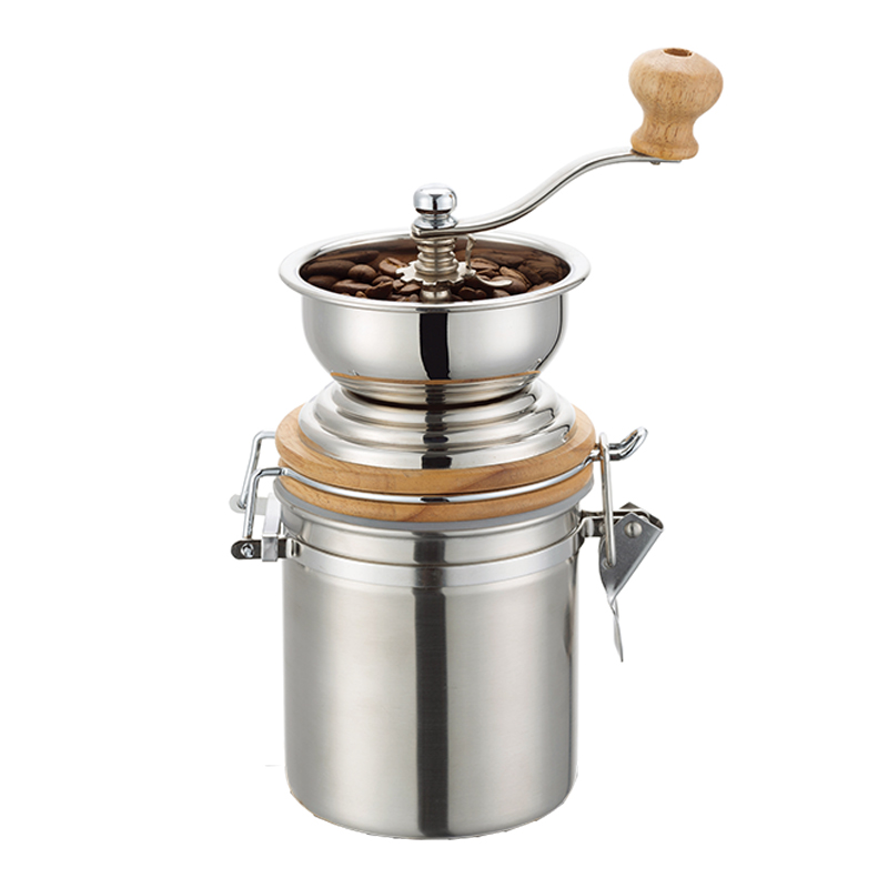 Manual Coffee Grinder with Adjustable Setting and Powder Canister